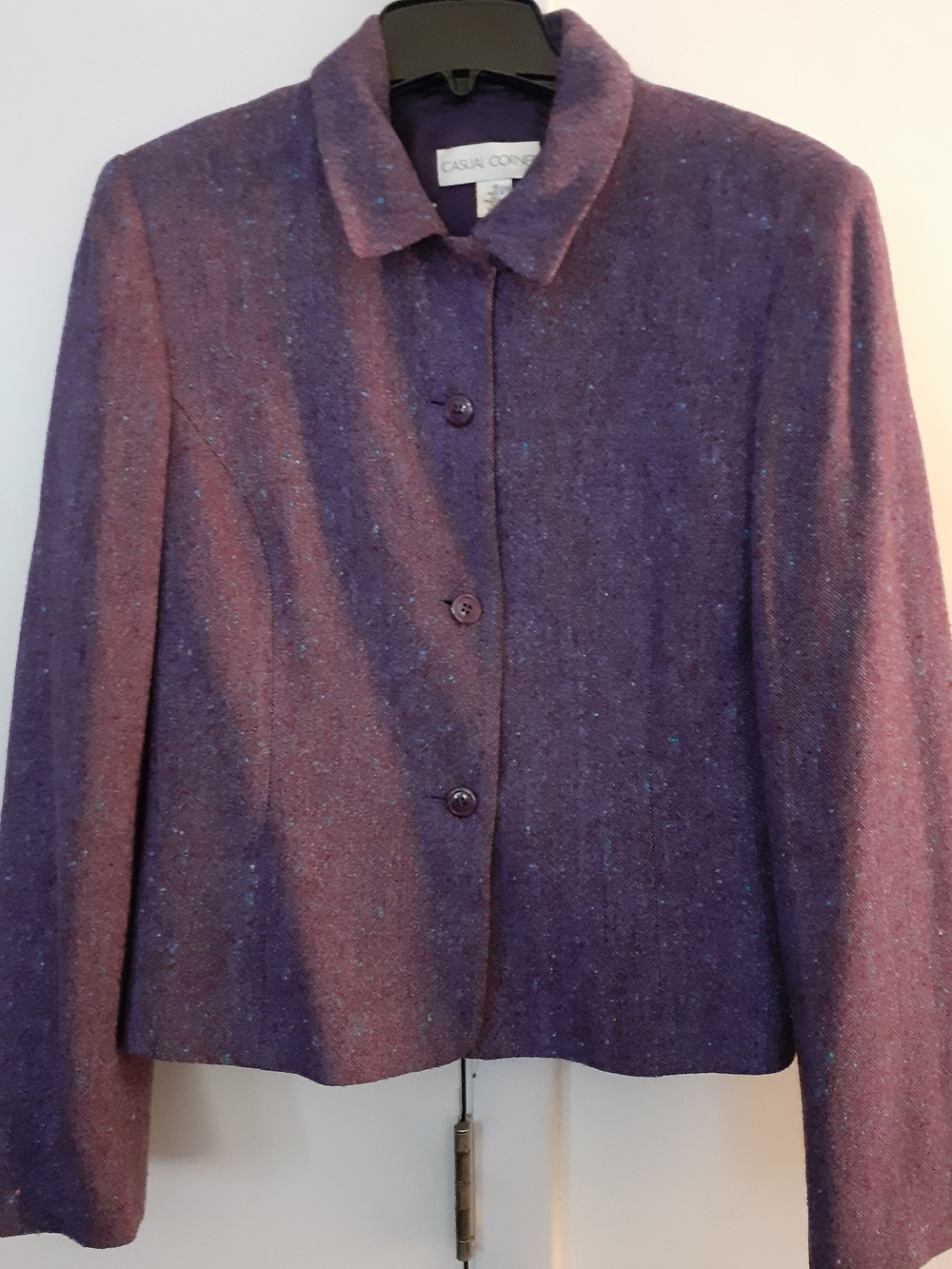 Casual Corner Women's Purple/Turquoise Tweed Blazer Jacket